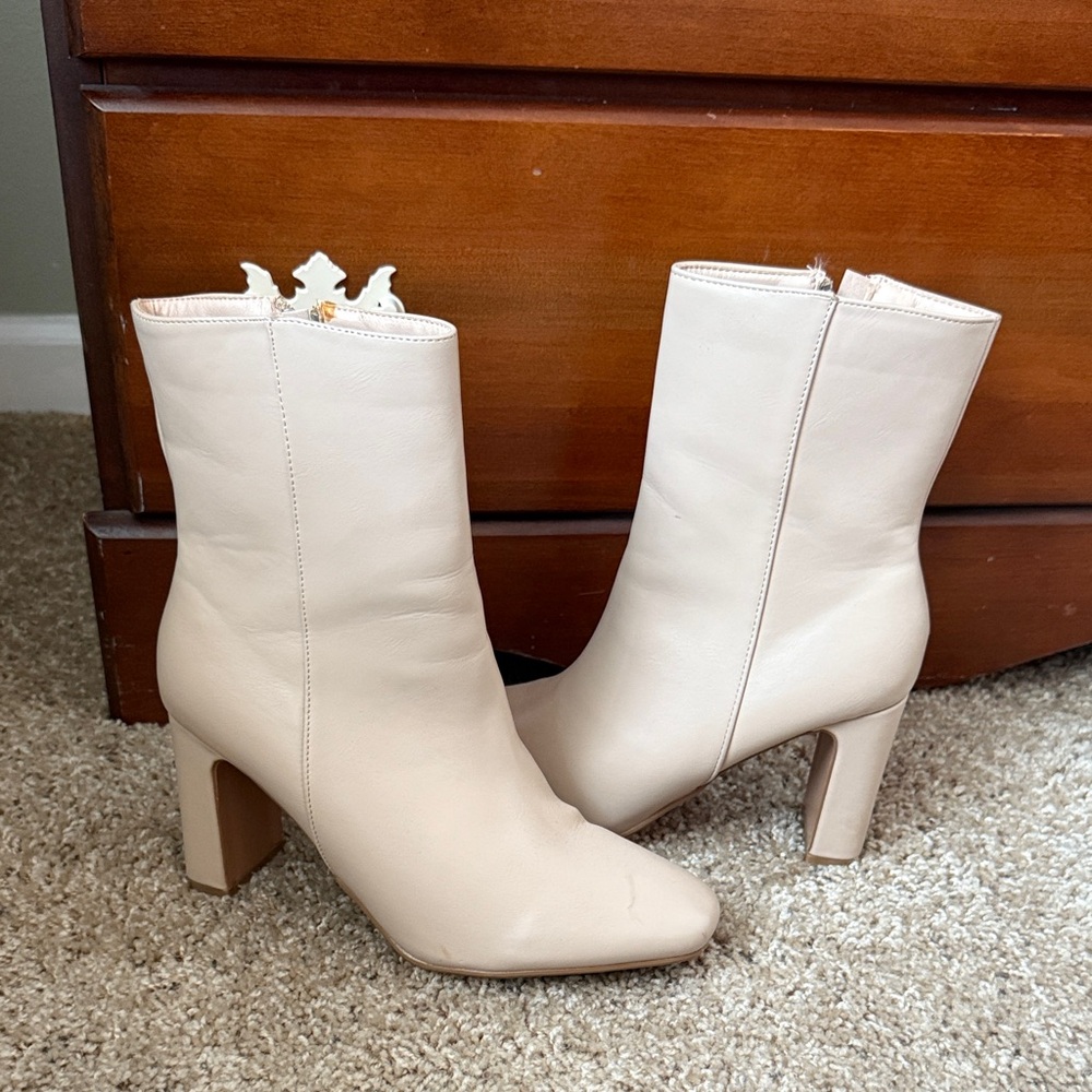 Elegant Cream Ankle Boots